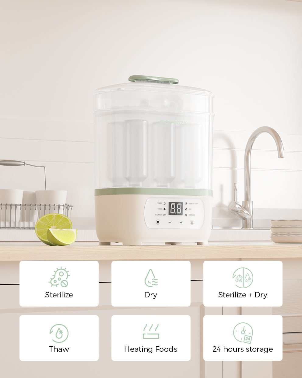 Momcozy Stérilisateur à vapeur pour biberons 8-en-1
