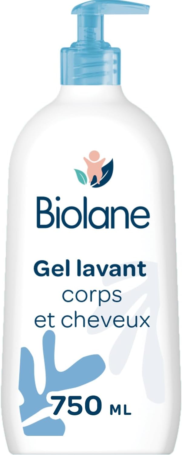 BIOLANE - Gel douche bebe corps et cheveux 2 en 1 - 750ml - 97% Origine Naturelle - Doux - Peaux Sensibles