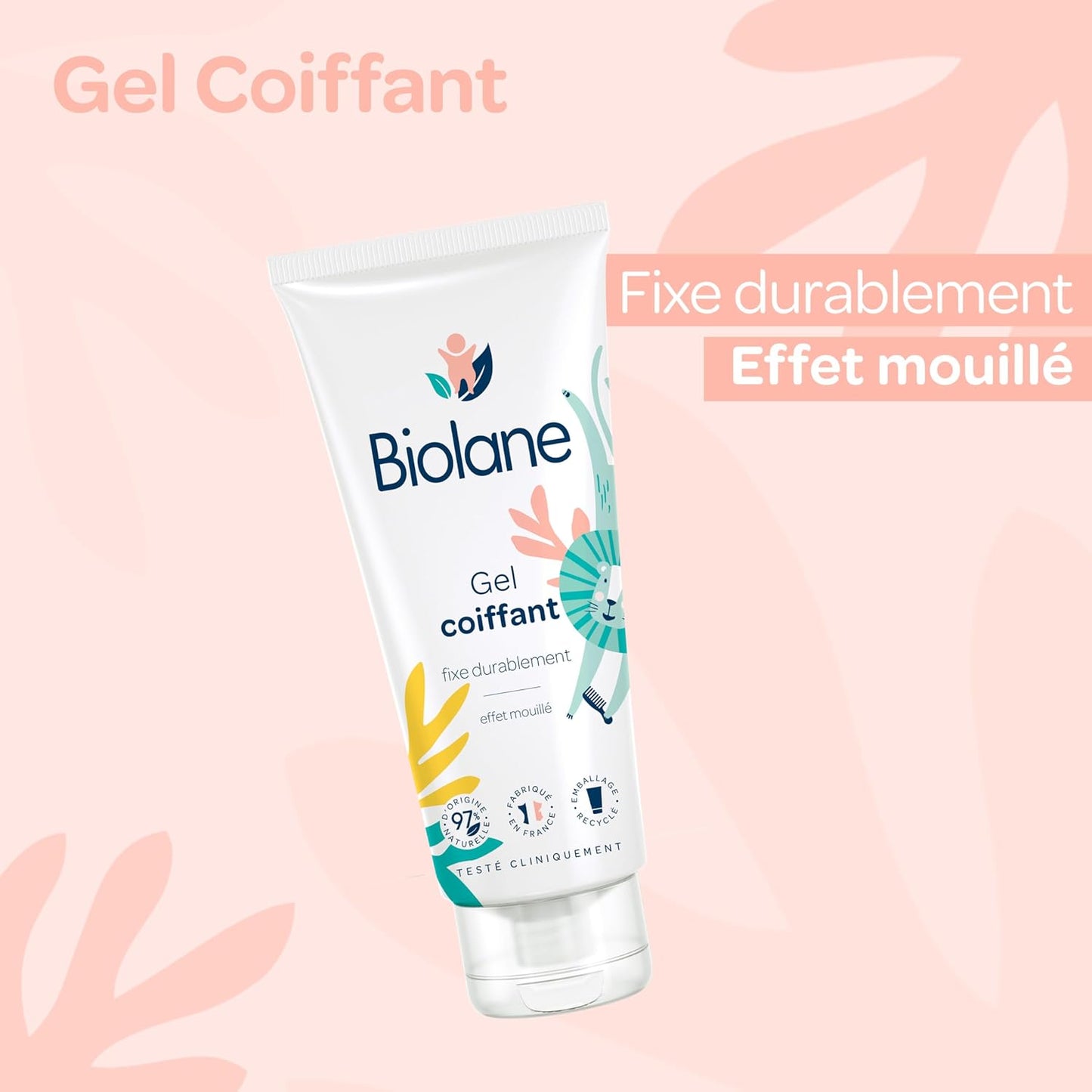BIOLANE - Gel Cheveux Coiffant - Bébé - Effet Mouillé - Fixe les Cheveux Fins - Coiffure - Ingrédients Naturels - 100ml