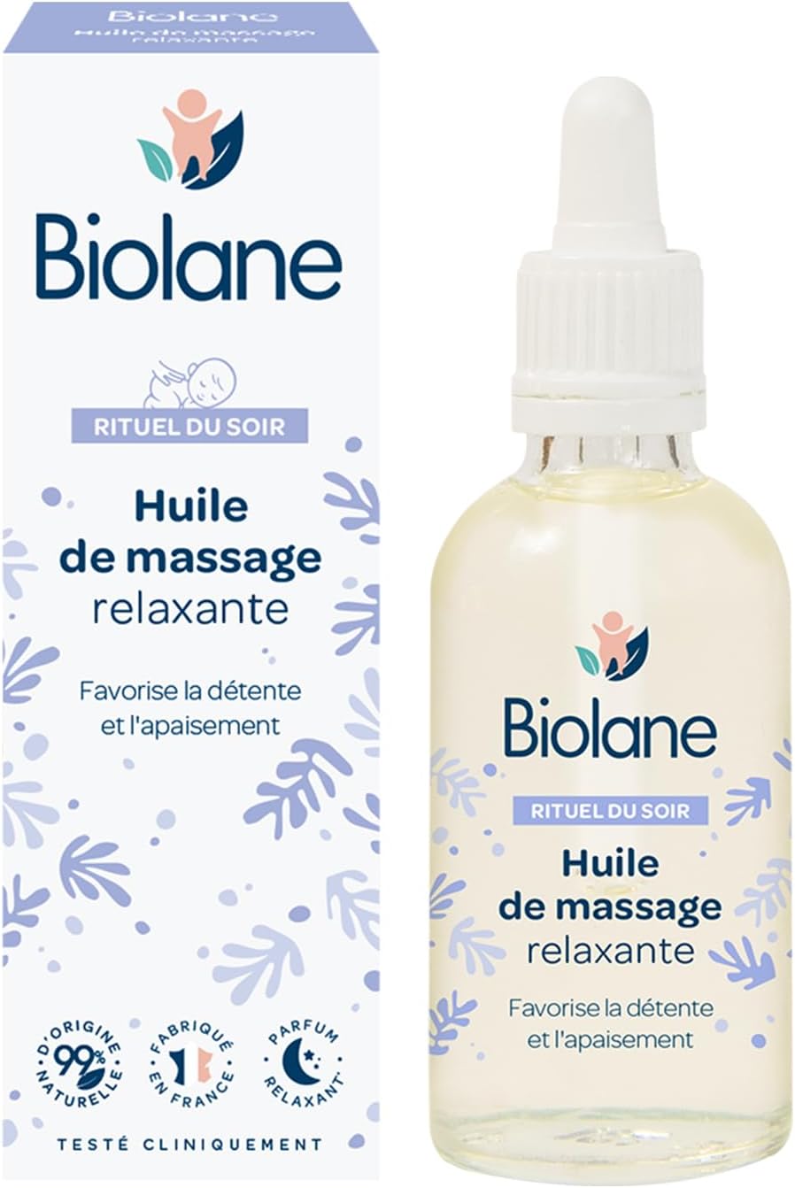 BIOLANE - Huile de massage - Bébé - Détente - Parfum relaxant et apaisant - 99% d'ingrédients d'origine naturels