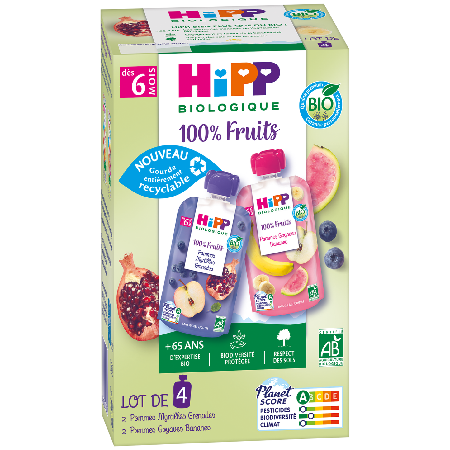 Hipp 100% Fruits Multipack x4 - 6 mois