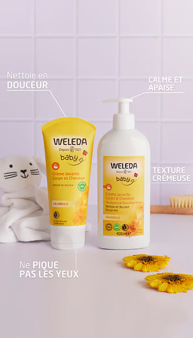 Weleda Calendula Crème Lavante Corps et Cheveux Bébés et Enfants 400ml