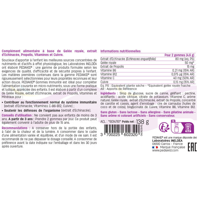 PEDIAKID Gommes Immunité