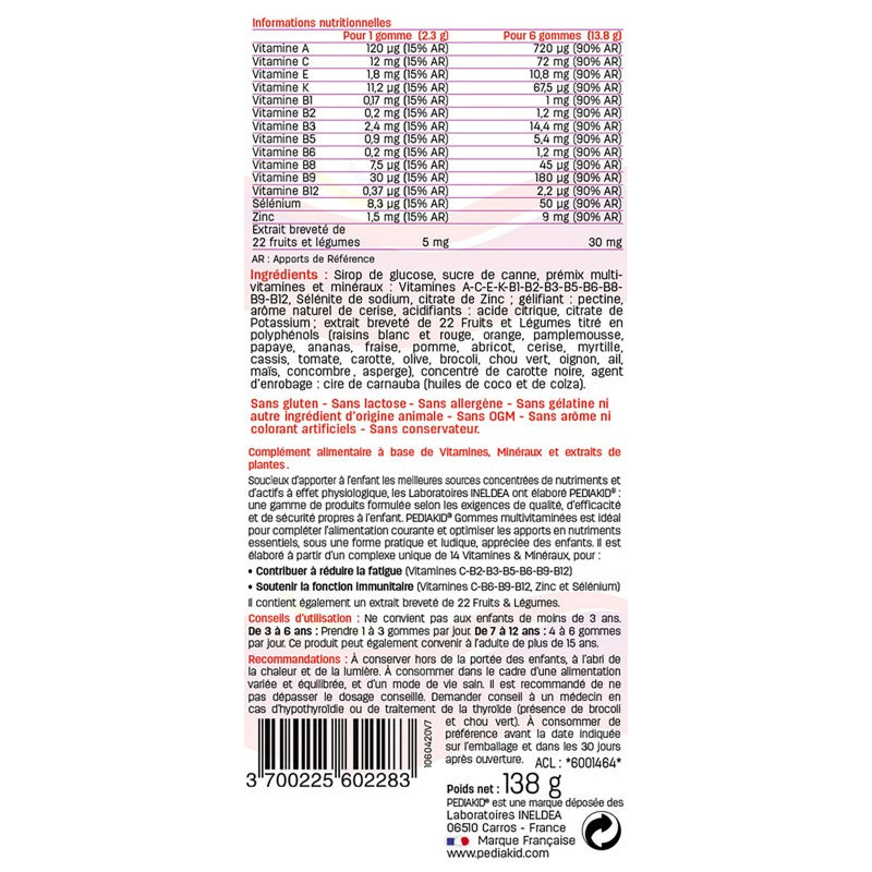 PEDIAKID Gommes Multivitaminées
