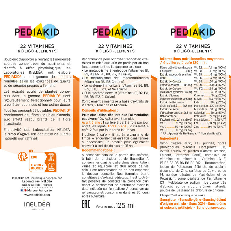PEDIAKID Sirop 22 Vitamines et Oligo-éléments