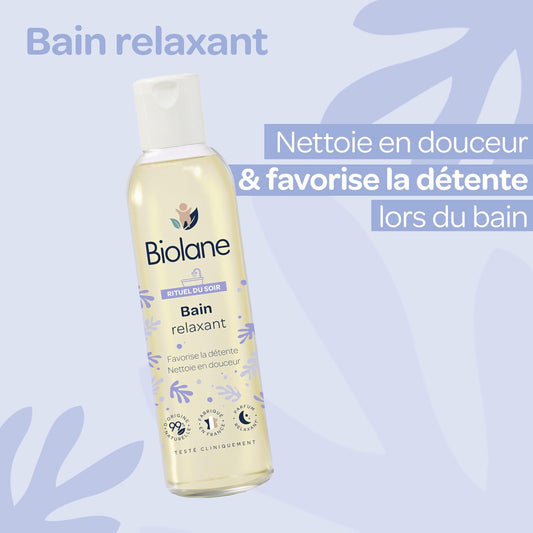BIOLANE - Bain relaxant - Pour le bain de bébé - Nettoie en douceur - Apaise - 99% d'ingrédients d'origine naturelle - 150ml