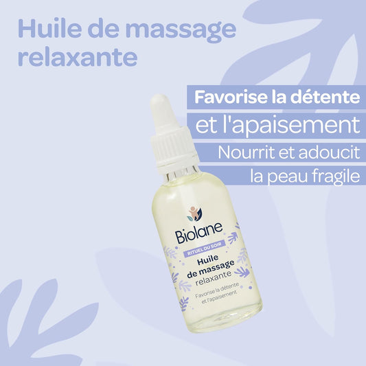 BIOLANE - Huile de massage - Bébé - Détente - Parfum relaxant et apaisant - 99% d'ingrédients d'origine naturels