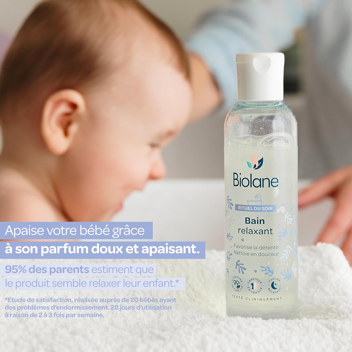 BIOLANE - Bain relaxant - Pour le bain de bébé - Nettoie en douceur - Apaise - 99% d'ingrédients d'origine naturelle - 150ml