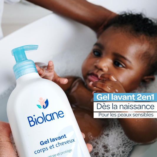 BIOLANE - Gel douche bebe corps et cheveux 2 en 1 - 350ml - 97% Origine Naturelle - Doux - Peaux Sensible