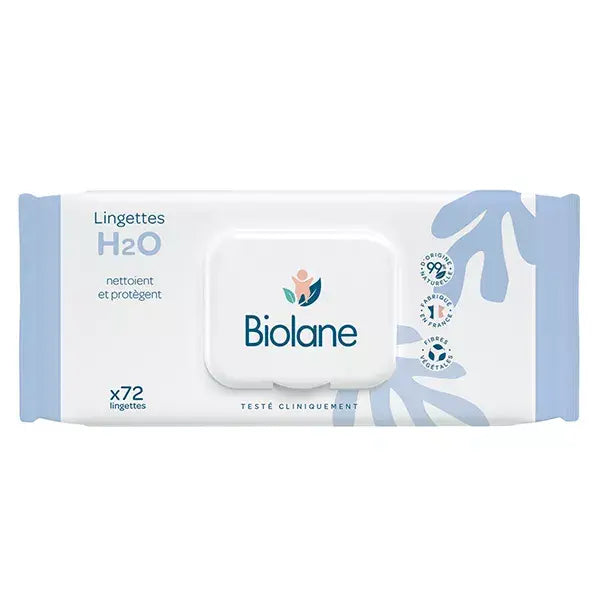 Biolane - Lingettes nettoyantes H2O à l'eau pour bébé