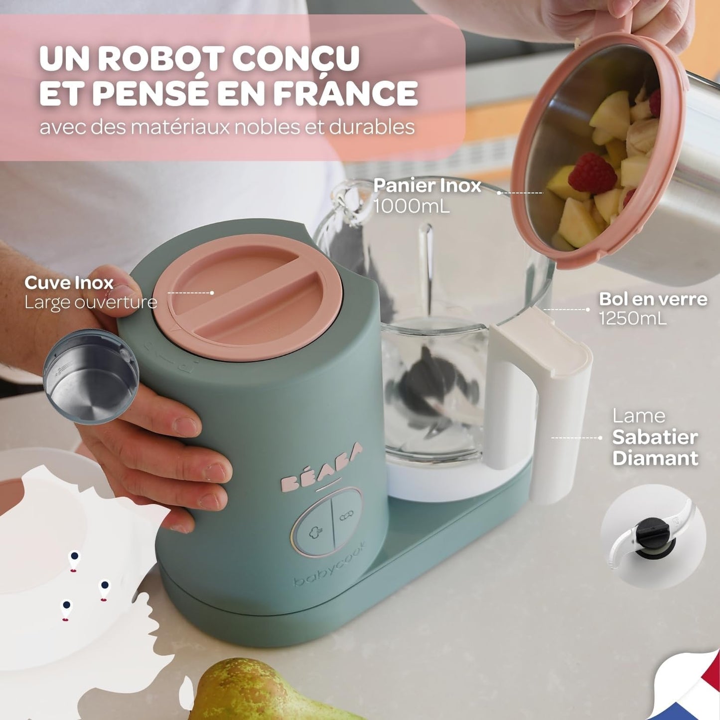BÉABA, Babycook Néo, Mixeur Cuiseur Vapeur 6 en 1