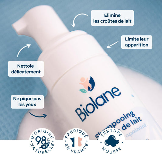 Biolane BIOLANE - Shampoing bébé Croûtes de lait 150ml - Traitement Doux - 98% Naturel - Apaisant - Testé Dermatologiquement