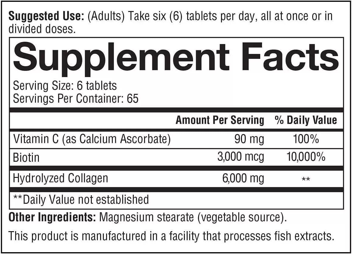 Youtheory Collagen + Biotin – 390 Tablets