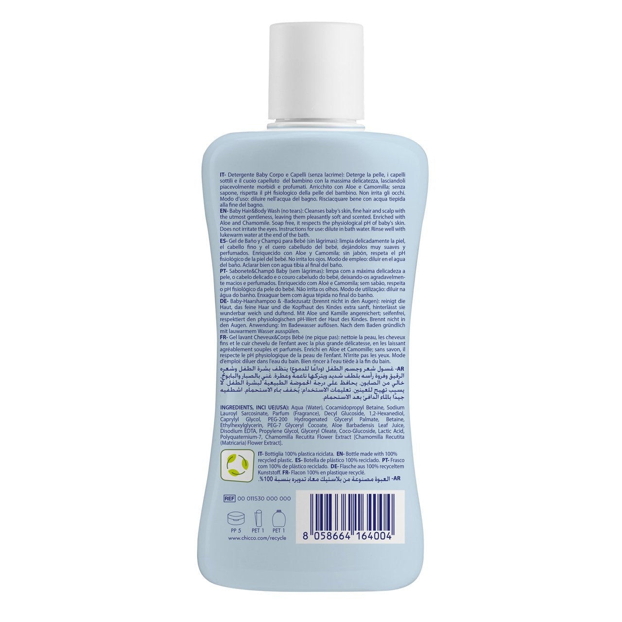 Chicco Gel Lavant Corps et Cheveux pour Bébé Natural Sensation 200ml