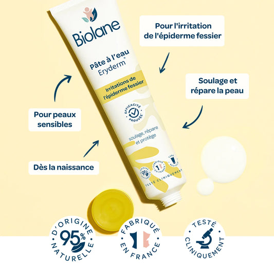 BIOLANE Pâte à l'eau Eryderm Soulage et  Répare les irritations & Rougeurs