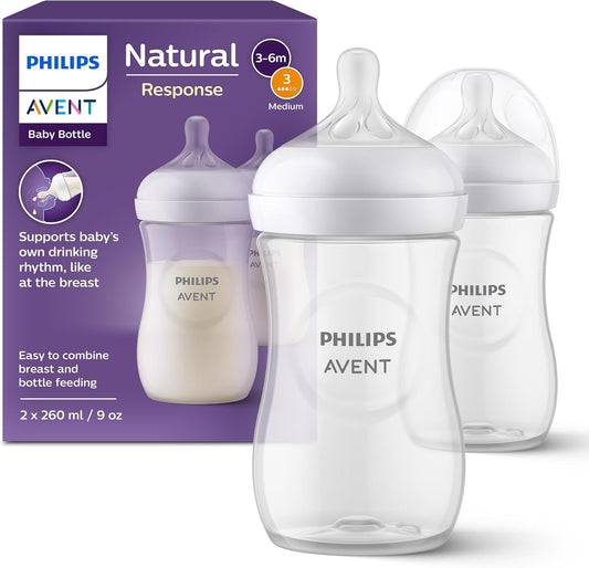 Philips Avent Lot de 2 biberons à Réponse Naturelle de 260 ml, sans BPA